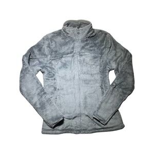 Women’s Lands End Fuzzy Grey Zip Up Sweater Size Small